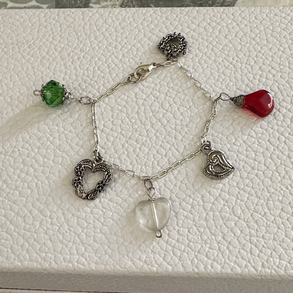 NWOT Charming Silver Bracelet with Heart and Colorful Accents